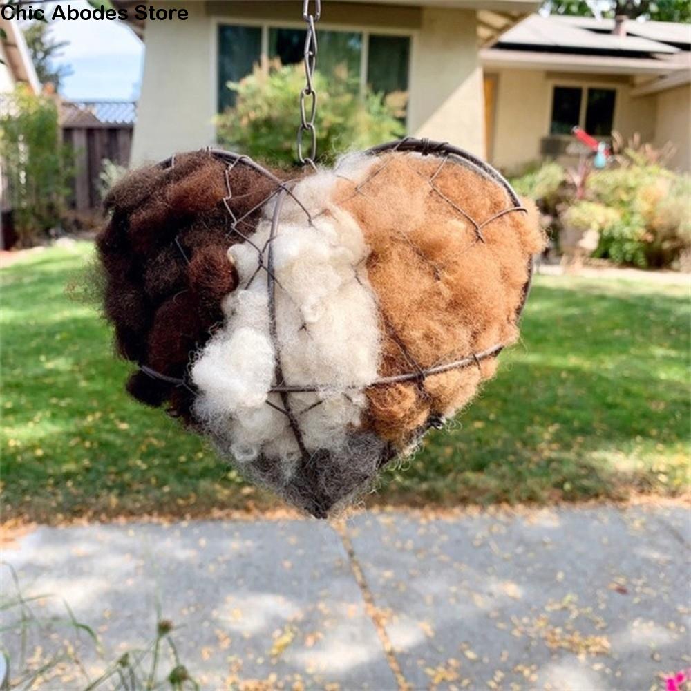 Handmade Alpaca Fiber Bird Nesting Heart Heart Shape Cotton Wool Winter Bird Tree Shelter Refillable Weather-Resistant