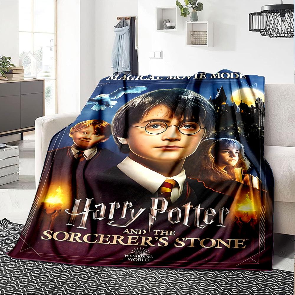 1pc Harry Potter, Sorcerer's Stone Flannel Blanket Soft Warm Throw for Home, Office, Travel, All-Season Cozy Bedding GiftL1041