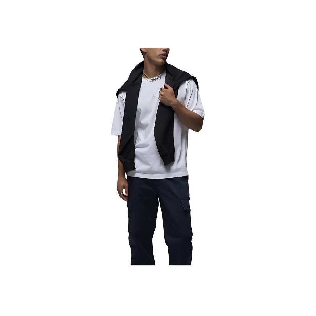 Jordan T-shirt da Uomo a Maniche Corte con Girocollo e Stampa Logo Flight Essentials Comoda Bianca FN5994-100