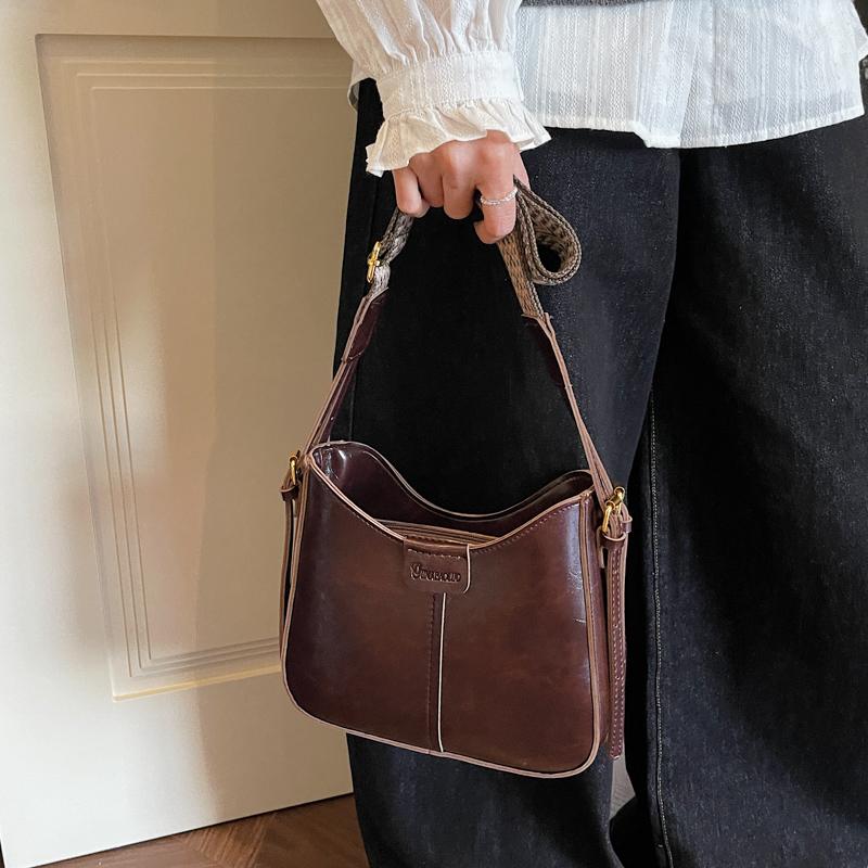 Vintage Zachte Leren Crossbody Tas Dames Hobo Schoudertas met Geweven Brede Band voor Dagelijkse Woon-werkverkeer Werk Winkelen en Reizen