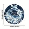 Vintage Blue Christmas Tin Sign, Merry Christmas Metal Wall Art, Rustic Holiday Plaque For Home Indoor Wall Decor