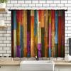 2Pcs Colorful Wooden Board Curtains Countryside Retro Rainbow Wood Grain Design Curtain Living Room Bedroom Balcony Window Decor