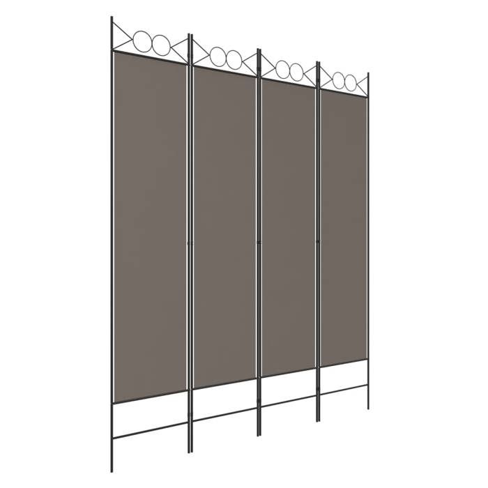 350152 vidaXL Room Divider 4 Panels Anthracite 160x200 Cm Fabric