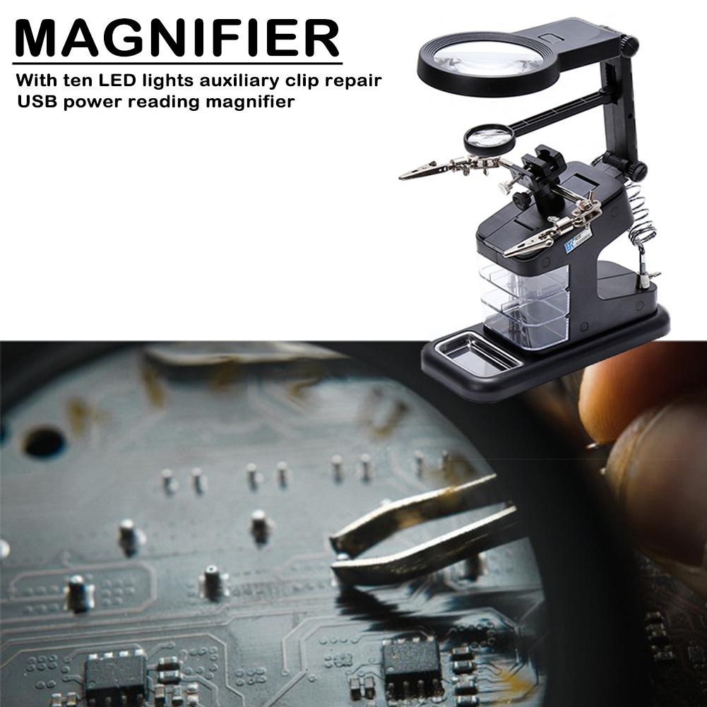Desk Lamp Soldering Magnifier Repair Welding Magnifying Glass LED Lights Desktop Soldering Magnifier for Mobile Phone