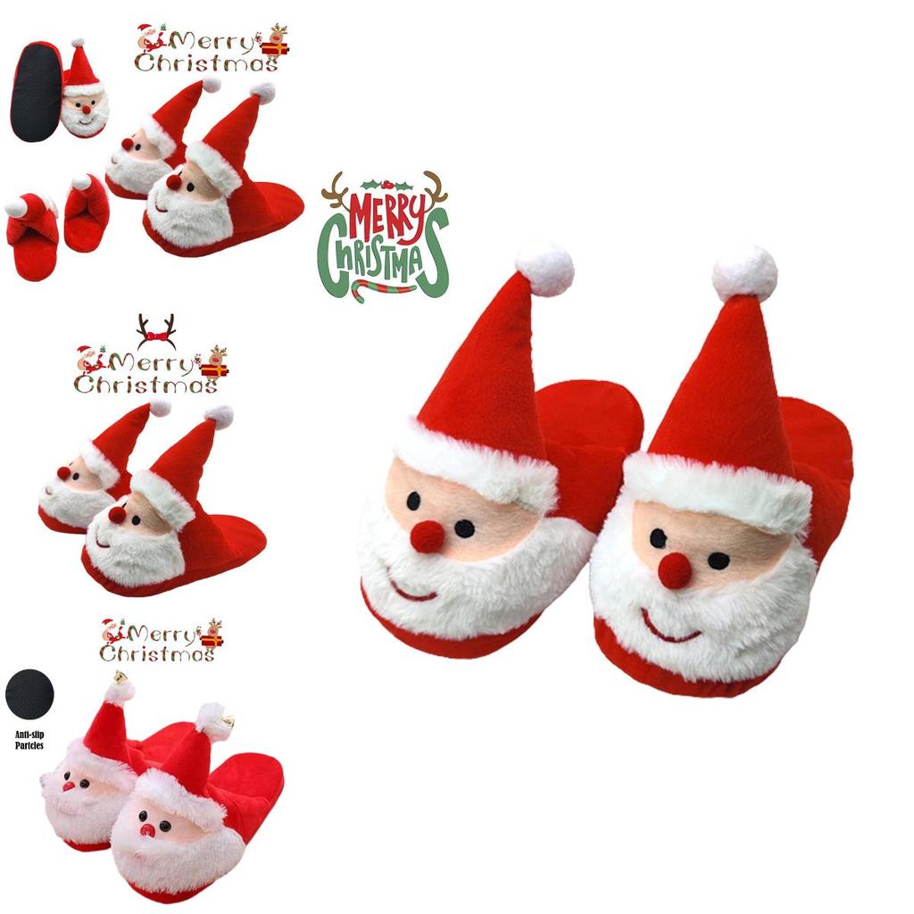Christmas-themed Fuzzy Slippers For Kids And Women With Memory Foam And Anti-slip Sole