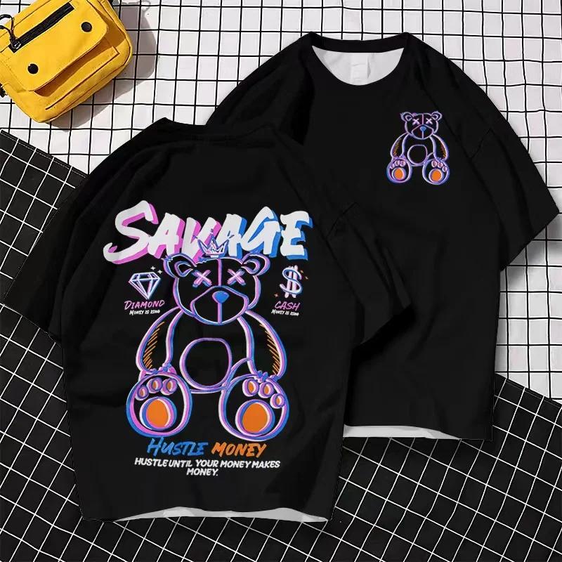 2024 nowy męski letni t-shirt z nadrukiem anime w dużych rozmiarach męski letni luźny casualowy t-shirt bawełniana odzież męska topy