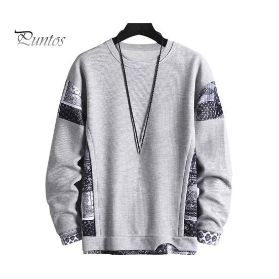 

Мужская повседневная толстовка с вафельным дизайном, поддельный двухкомпонентный топ с длинными рукавами и круглым вырезом, пуловер для уличной вечеринки L светло-серый