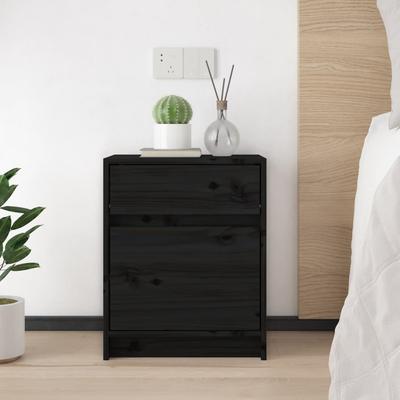 Nightstands 2 Pcs Black 40 X 31 X 50 Cm Solid Pine Wood