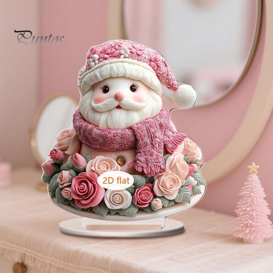 Double Sided Acrylic Ornaments Christmas Theme 2D Ornament, Double-sided Holiday Decoration, Festive Room Decor Stable Base Religious Ornament