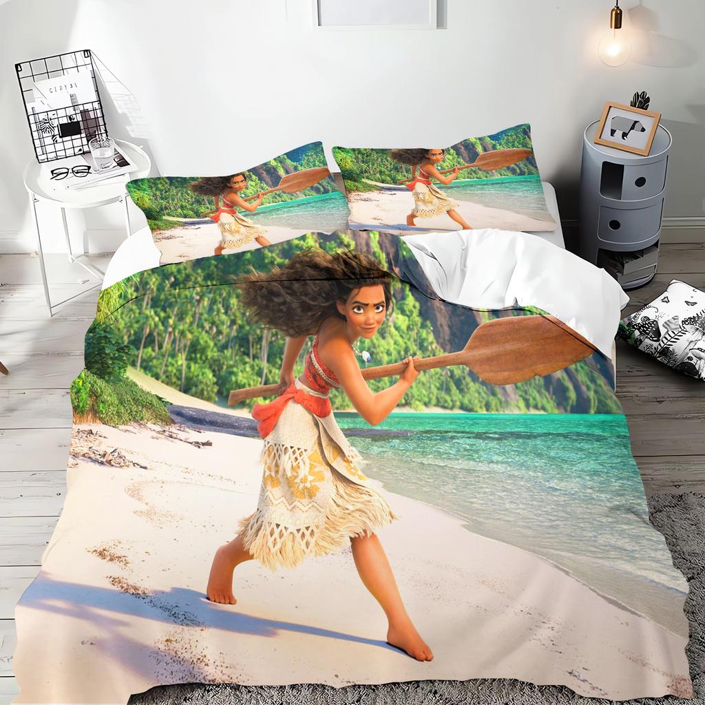 Moana Princess Anime Home Bedroom Comforte Nordic polyester material suitable for children and adults 2/3-piece set