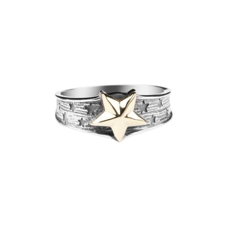 Adjustable Open Ring Men Women Vintage Star Geometric Finger Plated Retro Style