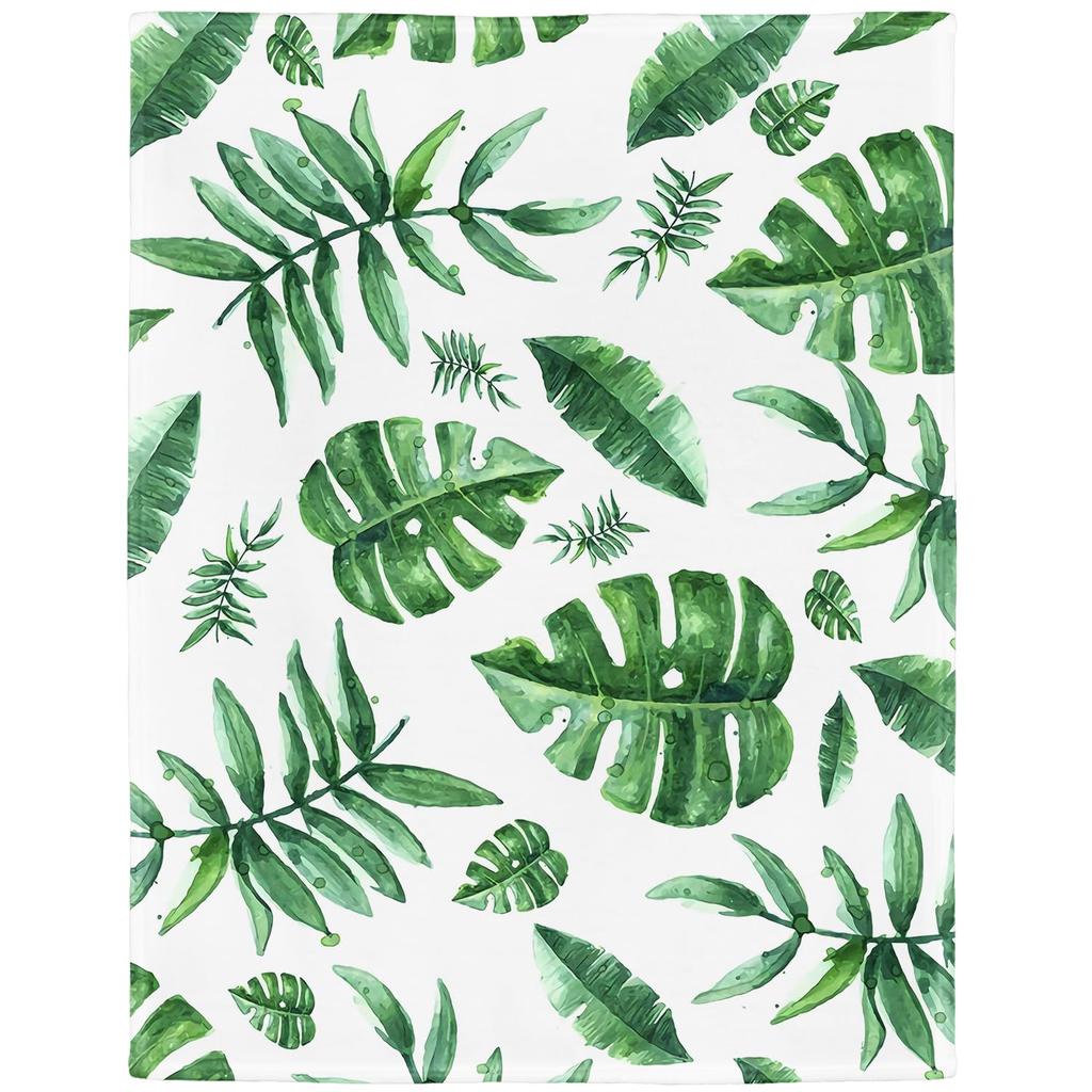 Tropical Palm Leaves Throw Blanket Ultra Soft Warm Lightweight Cozy Plush Blanket for Bed Chair Car Sofa Couch Bedroom Dorm