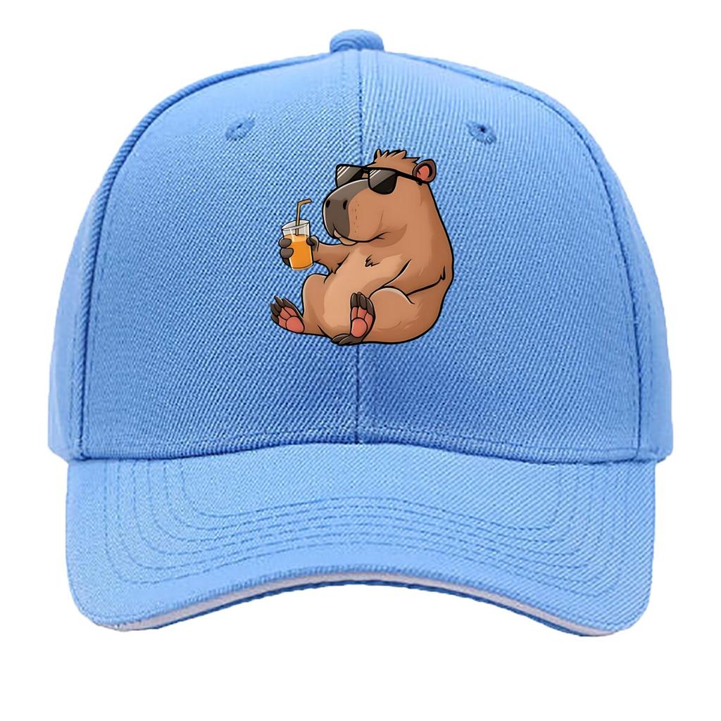 Vinyl Cartoon Capybara Sunglasses Juice Home Decor Hip Hop Hat Fashion Outdoor Sports Sandwich Baseball Cap