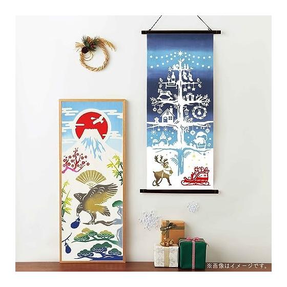 Miyamoto Kenema Tenugui Dyed Hand Towel, Christmas Holy Night New Design, Blue, Approx. 35x90cm