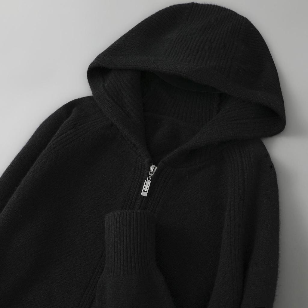 Men's 100% Australian Wool Hooded Cardigan - Heavyweight, Thick, Loose Casual Hoodie with Zipper
