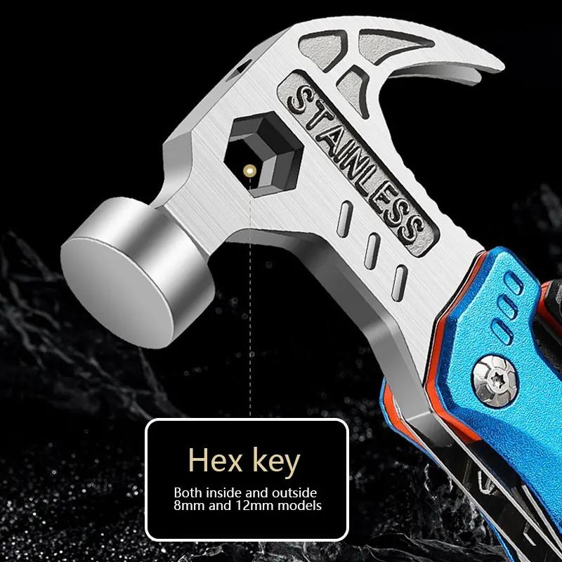 Multi Functional Stainless Steel Folding Sheep Horn Hammer Tool Field Emergency EDC Manual Combination Tool
