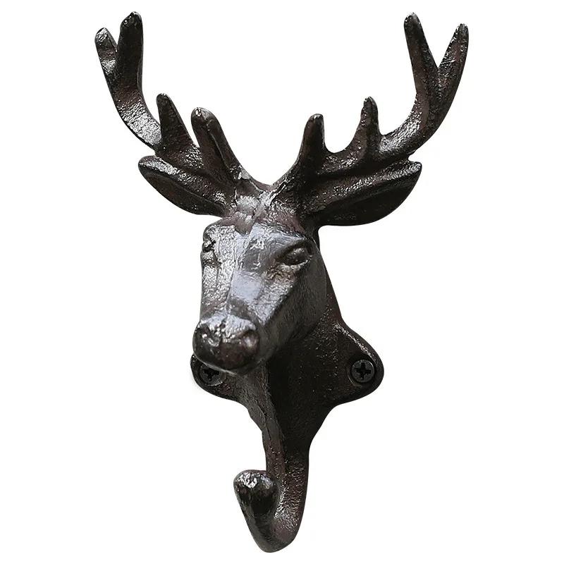 Cast Iron Deer Horn Hook Wall-mounted Originality Fitting Room Wall Iron Hook European Retro Style Home Courtyard Decoration