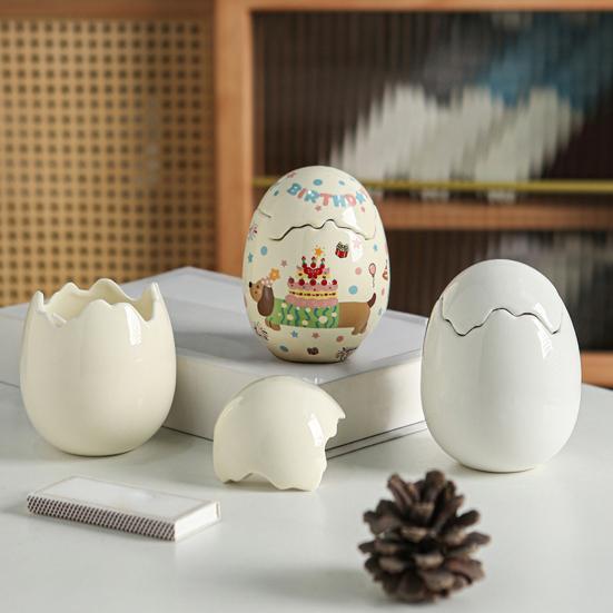 Scented Candle Cup Ceramic Eggshell Holder for Candles, Candles Unique Housewarming Gift Container, Minimalist Art Ornament Home Decor Tabletop