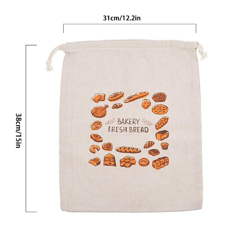 1PC Linen Eco-Friendly Storage Food Accessories With Drawstring Kitchen Organizer Bread Bags