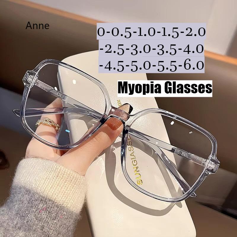 Fashion Leopard Oversized Myopia Glasses Women Square Blocking Blue Light Ultralight Computer Graduation Eyeglasses minus