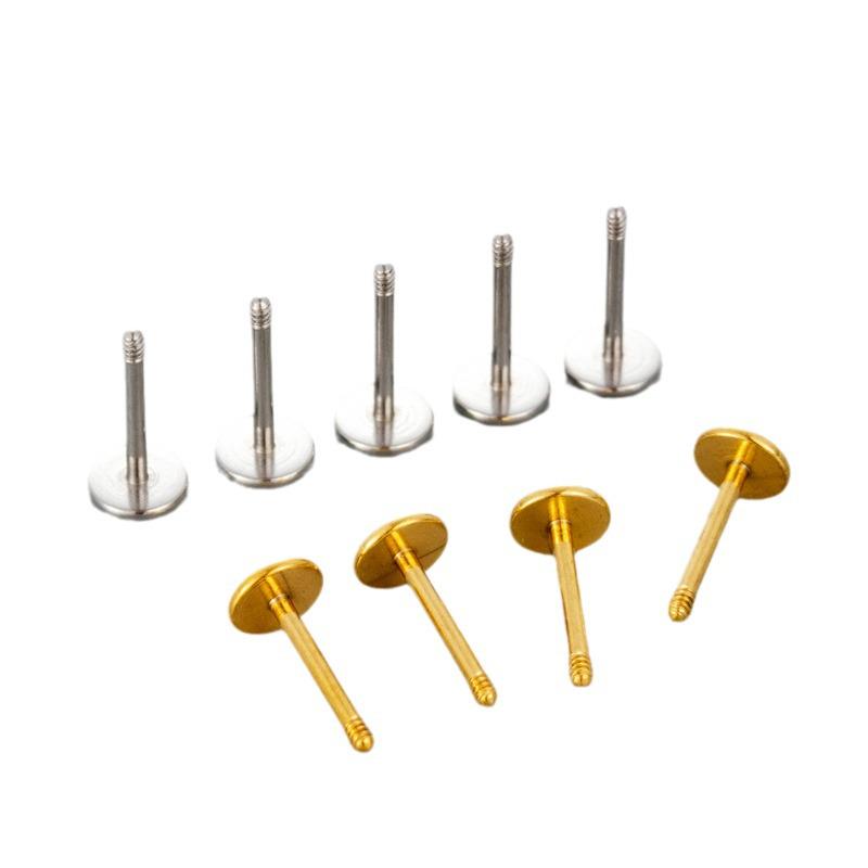 Henson Titanium Steel Ear Cartilage Studs - T-Shaped Screw with Flat Bottom, 0.8/1.2MM Thickness, 6MM Length.