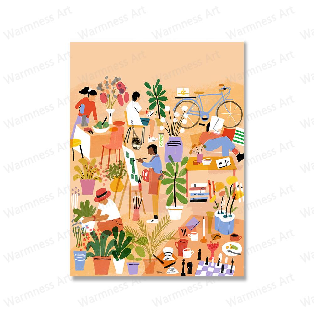 Flower Market Vases Wall Art Canvas Painting Coffee Pot Moka Posters Prints Botanical Wall Pictures For Living Room Home Decor