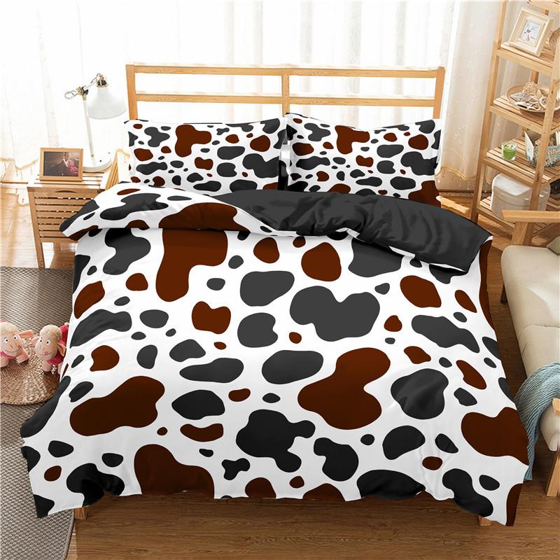 Comforter Queen 3 Pieces Ultra Soft Cow Printed Comforter Set With Zipper Closure And Black White Pink