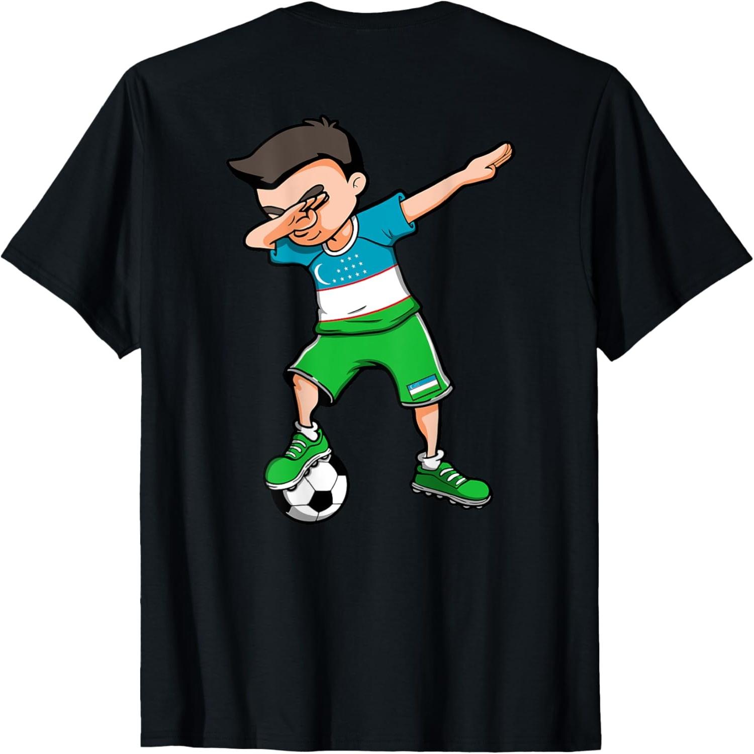 Dabbing Soccer Boy - Uzbekistan Jersey Uzbekistani Football T-Shirt S