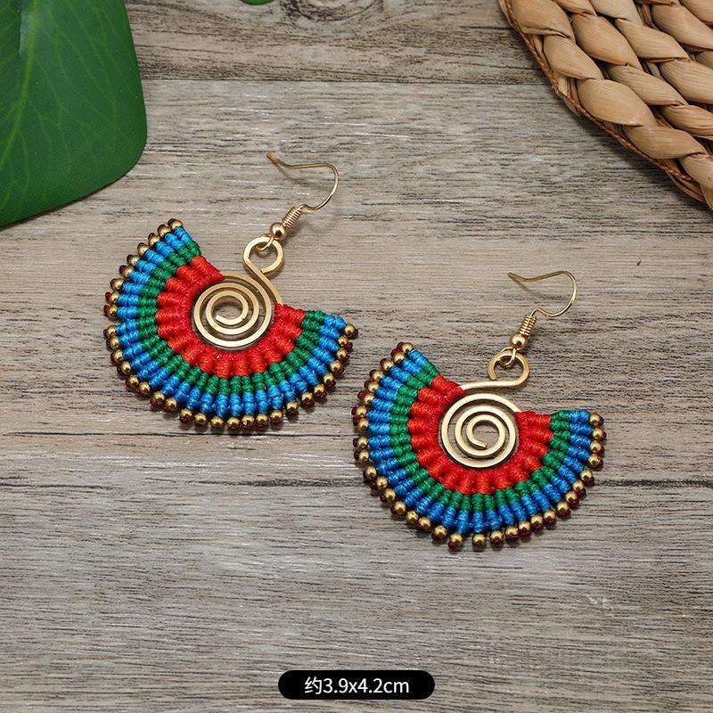Niche Design Woven Earrings Bohemian Retro Resort Style Personality Temperament Handmade Earrings