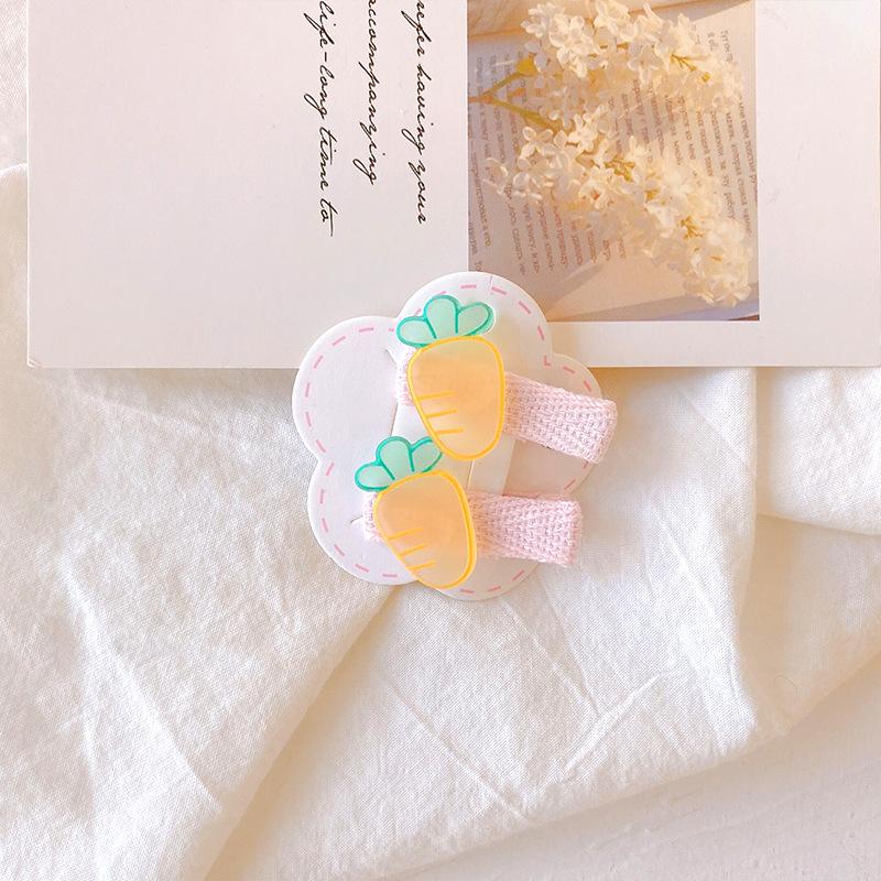 Cute Children Hair Pins Matte Cartoon Fruit Plant Fabric Embroidery BB Hair Clips for Girl Korea Simple Fashion Hair Accessories