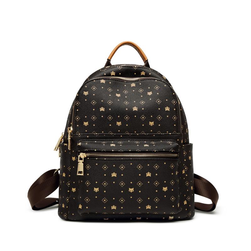 FOXER Women s Backpack Signature PVC Printing Fashion Travel Shoulder Bag Ladies Travel Rucksack Female Casual Monogram Backpack