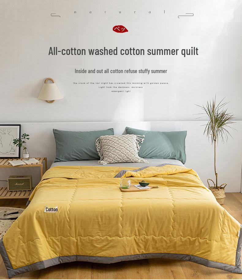 Washed Pure Cotton Quilt - Soft, Lightweight, Breathable, Perfect for Summer, Available In Single and Double Sizes.