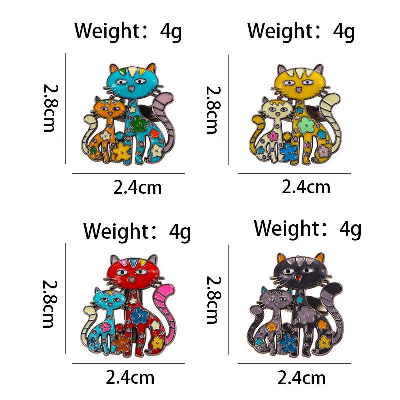 Creative Cartoon Cat & Flower Brooch - Cute Drip Oil Animal Badge & Alloy Ornament