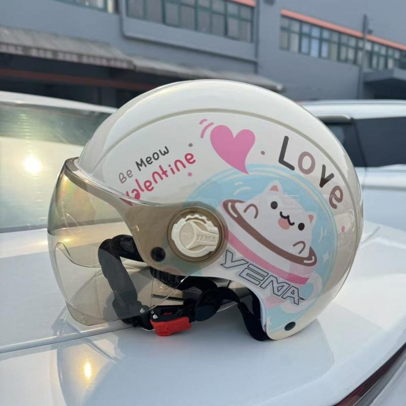 

Helmet Adult Men s and Women s Motorcycle Electric Vehicle Knight Helmet with short coffee