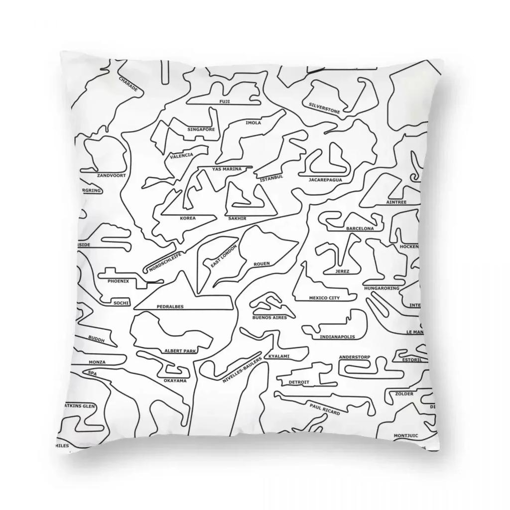 F1 Circuits Pillowcase Polyester Linen Velvet Pattern Zip Decor Throw Pillow Case Bed Cushion Cover