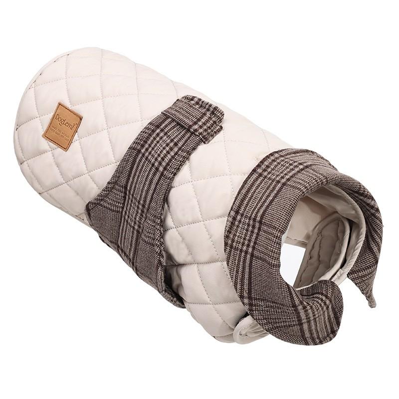 Pet Cotton Coat Winter Warm Windproof Outerwear In Classic Preppy Style