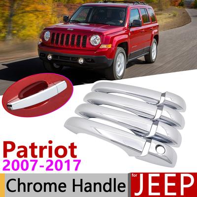 Para JEEP Patriot Liberty Rusia 2007 ~ 2017 cubierta cromada de manija de puerta accesorios de coche pegatinas juego de molduras 2008 2010 2012 2014