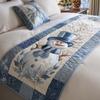 Hotel Bed Flag Christmas Home Party Decoration Bed Flags Cartoon Snowman Festive Atmosphere Jacquard Soft Bedding Table Runner