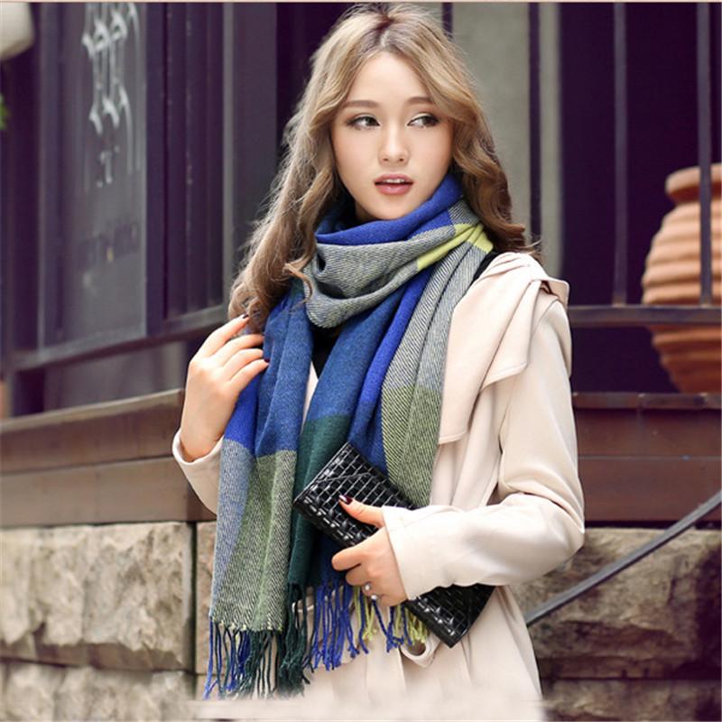 Cashmere Scarf Shawl Winter Stylish Lady Autumn Plaid Wrap Pashmina Tassel Hijab Neck Head Scarves Foulard For Femme