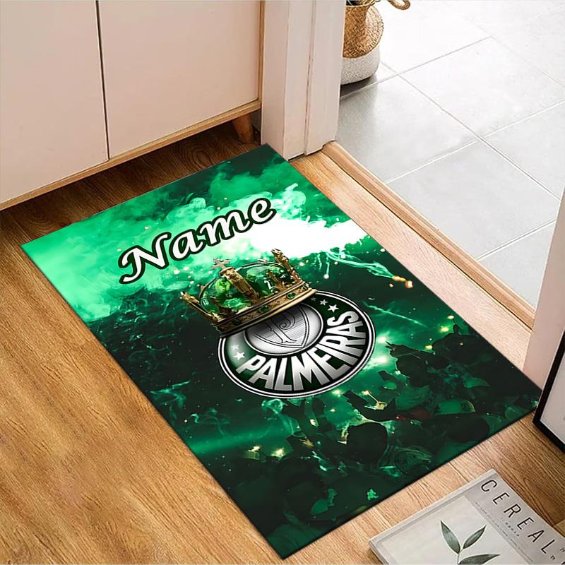 Custom Name Palmeiras Team Crest Rug Game Carpet, Floor Mat for Bedroom Living Room Entryway Rug, Home Decor Idea Gift for Christmas birthday