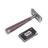 Double Edge Safety Razor, Faux Wood Zinc Alloy Handle Razor With 5 Stainless Steel Blades, Heavy Duty Eco-Friendly Razor