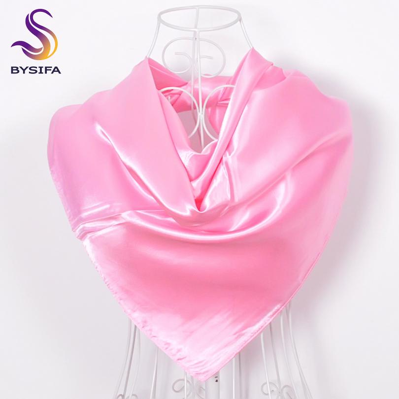 BYSIFA Ladies Plain Silk Scarves Trendy Fashion Accessories Spring Autumn Women Decorative Head Scarves New Purple Pink Scarves