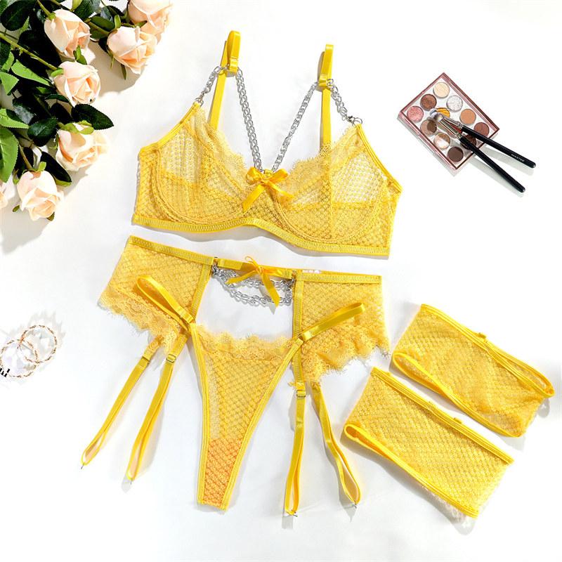 Women's Sexy Underwear Set Lace Fashion Sexy Lingerie See-though Garter Belt Thong Suit