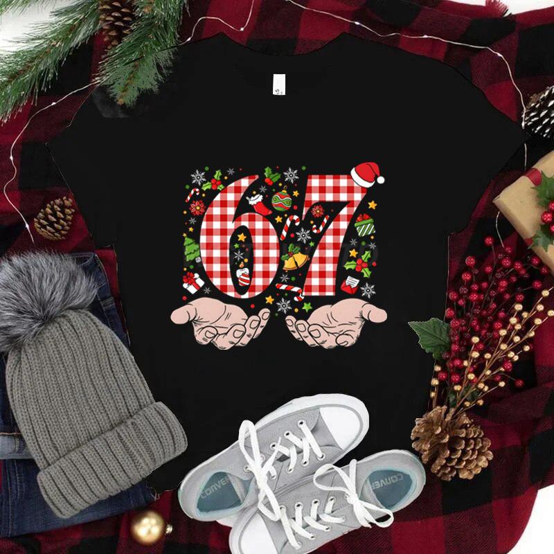 Merry Christmas 6 7 Meme Shirt for Unisex Women Trendy Funny Hands Vintage T Shirts Unisex Funny Style Internet Humor Tee Shirt