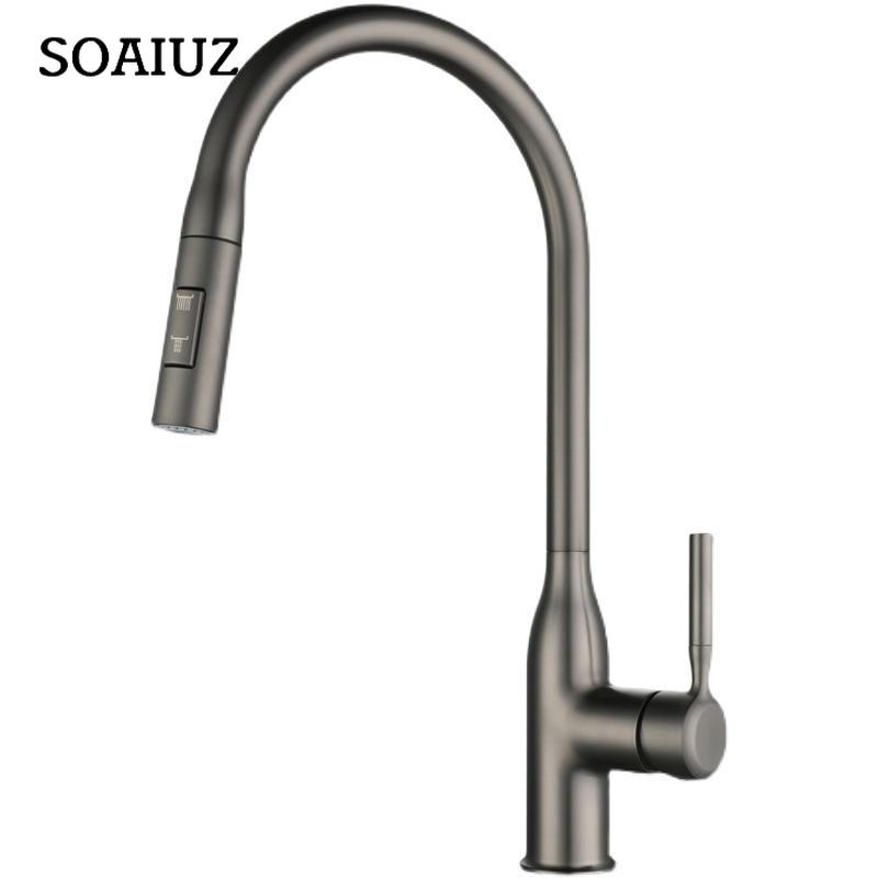Pull Out Spout Kitchen Faucet Rotatable Spring Faucets Brass Mixer Tap Hot Cold Water Taps with Pull Down Sprayer Chrome