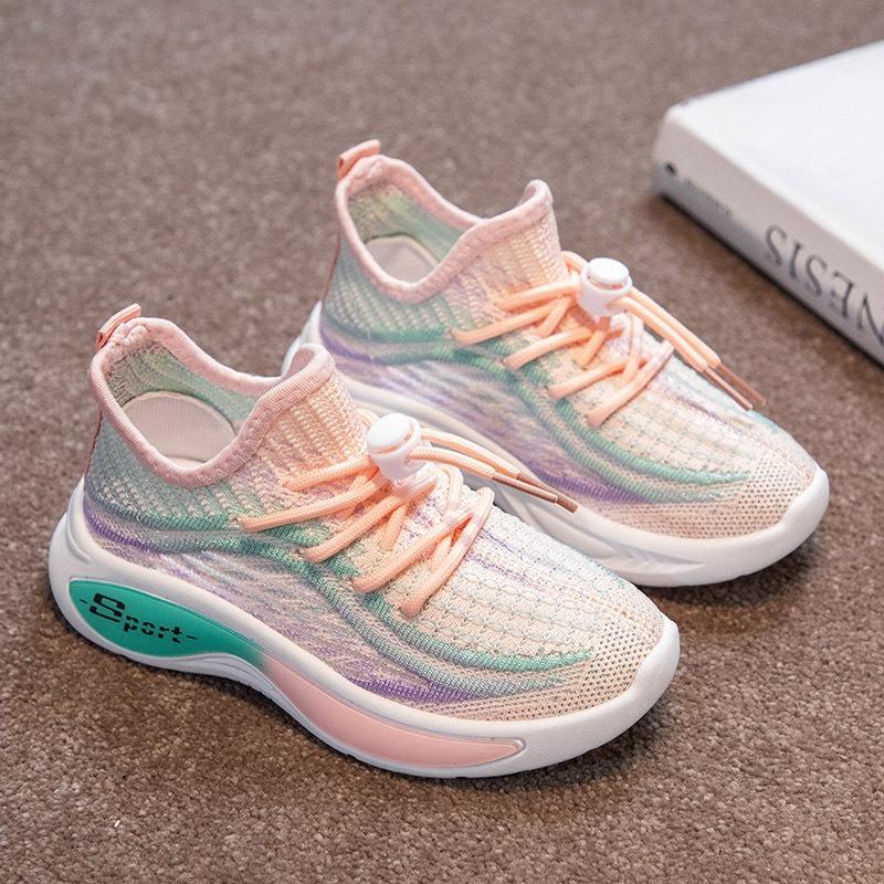 Детские сетчатые дышащие спортивные кроссовки для бега на весну и лето 37 розовый — фото 11