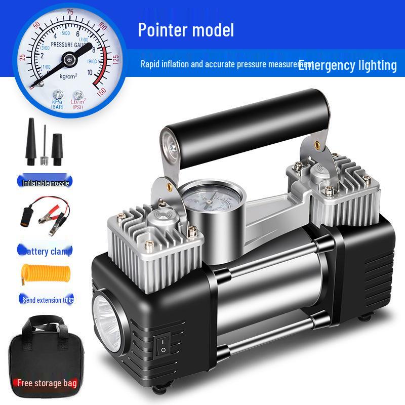 150W Dual Cylinder Car Air Pump - Automatic Stop High-Pressure Inflatable for Tires