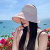 Empty top ice silk bucket hat women's summer eaves UV protection face cover sun hat versatile ponytail basin hat