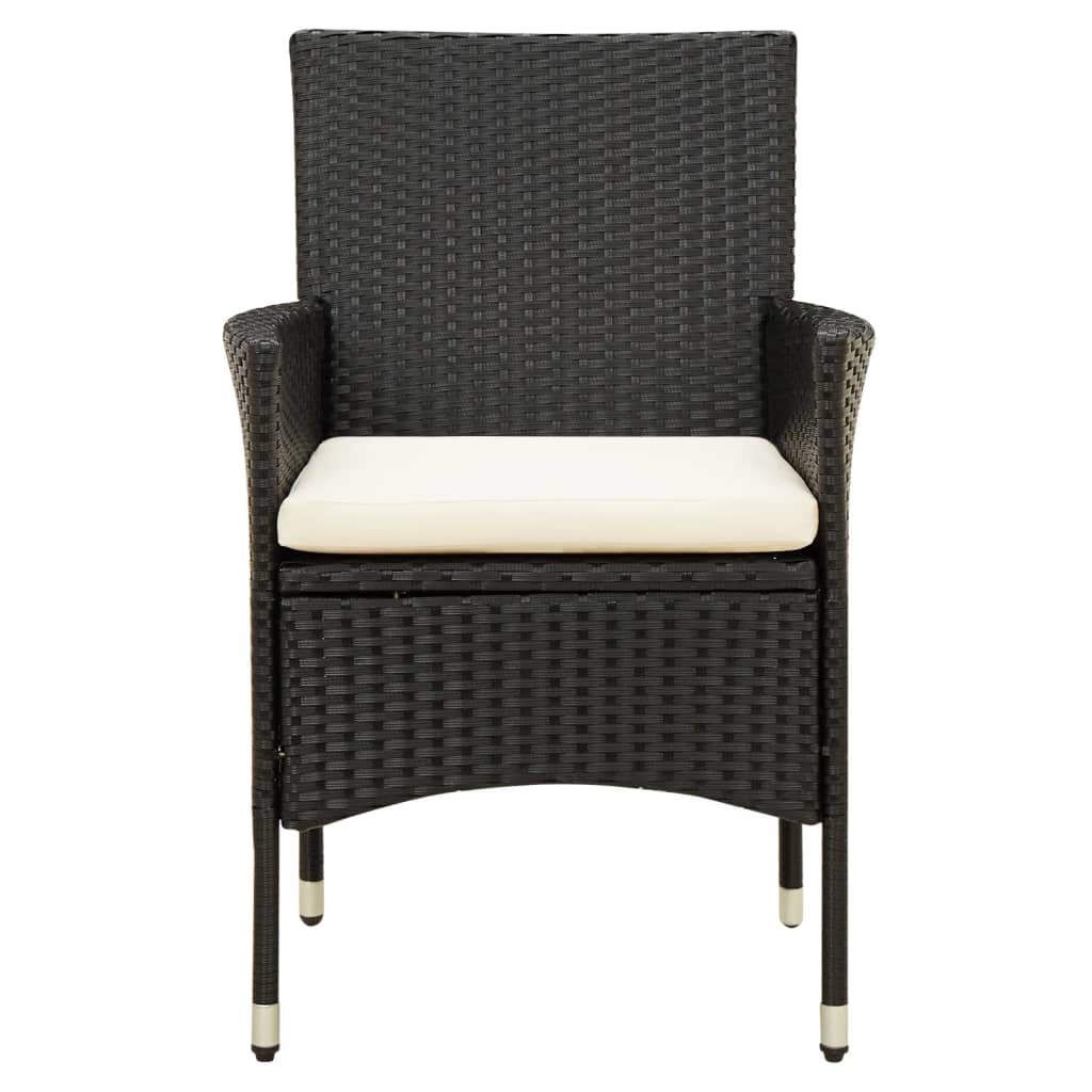 Vidaxl Garden Chairs With Cushions, 2 Pcs., Poly Rattan, Black
