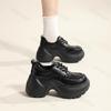 Mode Plateau Schwarze Lederschuhe Damen Herbst Neu Vintage Höhenerhöhung Schnürschuhe Einzelne Schuhe Mode Outdoor Rutschfest Freizeitschuhe